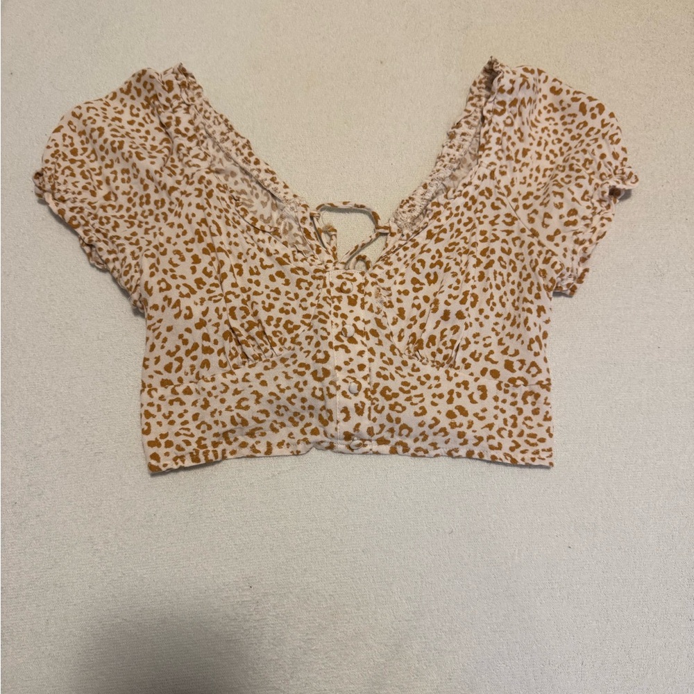 Leopard Print Crop Top with Tie in back